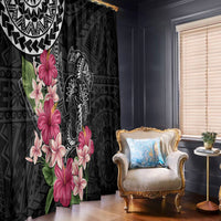 Black Polynesian Hammerhead Shark Tribal Pattern Window Curtain LT05 - Polynesian Pride