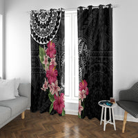 Black Polynesian Hammerhead Shark Tribal Pattern Window Curtain LT05 With Grommets Black - Polynesian Pride