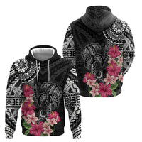 Black Polynesian Hammerhead Shark Tribal Pattern Zip Hoodie