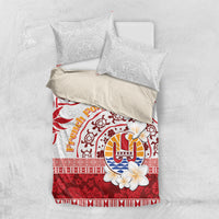 French Polynesia Internal Autonomy Day Bedding Set Tropical Hibiscus And Turtle Pattern LT05 US Twin 172cm x 218cm Red - Polynesian Pride