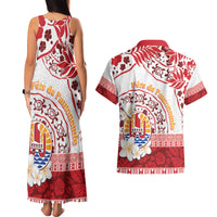 French Polynesia Internal Autonomy Day Couples Matching Tank Maxi Dress and Hawaiian Shirt Tropical Hibiscus And Turtle Pattern LT05 - Polynesian Pride