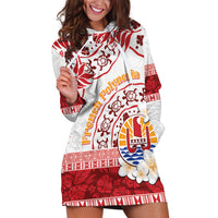 French Polynesia Internal Autonomy Day Hoodie Dress Tropical Hibiscus And Turtle Pattern LT05 Red - Polynesian Pride