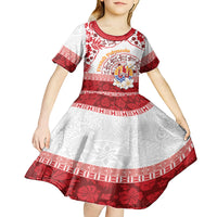 French Polynesia Internal Autonomy Day Kid Short Sleeve Dress Tropical Hibiscus And Turtle Pattern LT05 - Polynesian Pride