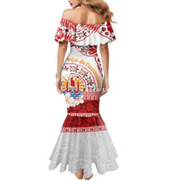 French Polynesia Internal Autonomy Day Mermaid Dress Tropical Hibiscus And Turtle Pattern LT05 - Polynesian Pride