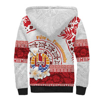 French Polynesia Internal Autonomy Day Sherpa Hoodie Tropical Hibiscus And Turtle Pattern LT05 - Polynesian Pride