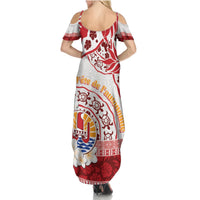 French Polynesia Internal Autonomy Day Summer Maxi Dress Tropical Hibiscus And Turtle Pattern LT05 - Polynesian Pride