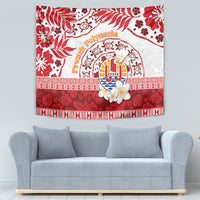 French Polynesia Internal Autonomy Day Tapestry Tropical Hibiscus And Turtle Pattern LT05 - Polynesian Pride