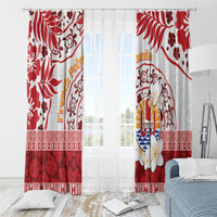 French Polynesia Internal Autonomy Day Window Curtain Tropical Hibiscus And Turtle Pattern LT05 - Polynesian Pride