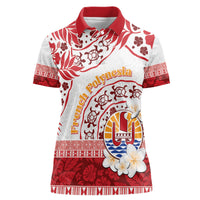 French Polynesia Internal Autonomy Day Women Polo Shirt Tropical Hibiscus And Turtle Pattern LT05 Female Red - Polynesian Pride