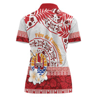 French Polynesia Internal Autonomy Day Women Polo Shirt Tropical Hibiscus And Turtle Pattern LT05 - Polynesian Pride