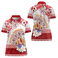 French Polynesia Internal Autonomy Day Women Polo Shirt Tropical Hibiscus And Turtle Pattern LT05 - Polynesian Pride