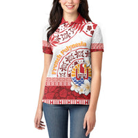 French Polynesia Internal Autonomy Day Women Polo Shirt Tropical Hibiscus And Turtle Pattern LT05 - Polynesian Pride