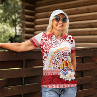 French Polynesia Internal Autonomy Day Women Polo Shirt Tropical Hibiscus And Turtle Pattern LT05 - Polynesian Pride