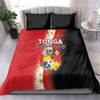 Tonga Emancipation Day Bedding Set Tongan Ngatu Pattern With Plumeria LT05 - Polynesian Pride
