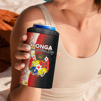 Personalised Tonga Emancipation Day 4 in 1 Can Cooler Tumbler Tongan Ngatu Pattern With Plumeria LT05 - Polynesian Pride