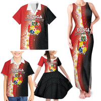 Personalised Tonga Emancipation Day Family Matching Tank Maxi Dress and Hawaiian Shirt Tongan Ngatu Pattern With Plumeria
