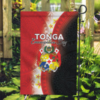 Tonga Emancipation Day Garden Flag Tongan Ngatu Pattern With Plumeria LT05 Garden Flag Red - Polynesian Pride