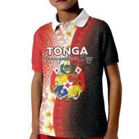 Personalised Tonga Emancipation Day Kid Polo Shirt Tongan Ngatu Pattern With Plumeria LT05 Kid Red - Polynesian Pride