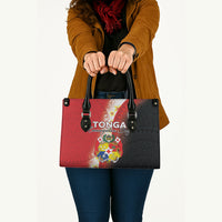 Tonga Emancipation Day Leather Bag Tongan Ngatu Pattern With Plumeria LT05 - Polynesian Pride