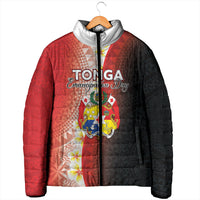 Personalised Tonga Emancipation Day Padded Jacket Tongan Ngatu Pattern With Plumeria LT05 - Polynesian Pride