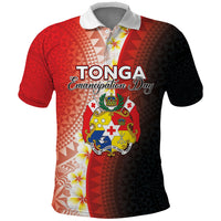 Personalised Tonga Emancipation Day Polo Shirt Tongan Ngatu Pattern With Plumeria LT05 Red - Polynesian Pride