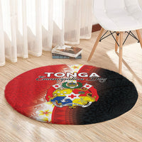 Tonga Emancipation Day Round Carpet Tongan Ngatu Pattern With Plumeria LT05 - Polynesian Pride