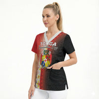 Personalised Tonga Emancipation Day Scrub Top Tongan Ngatu Pattern With Plumeria LT05 - Polynesian Pride