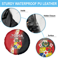 Tonga Emancipation Day Spare Tire Cover Tongan Ngatu Pattern With Plumeria LT05 - Polynesian Pride