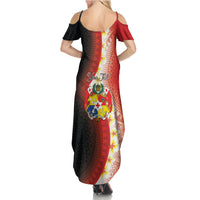 Personalised Tonga Emancipation Day Summer Maxi Dress Tongan Ngatu Pattern With Plumeria LT05 - Polynesian Pride