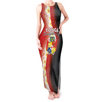 Personalised Tonga Emancipation Day Tank Maxi Dress Tongan Ngatu Pattern With Plumeria LT05 Women Red - Polynesian Pride