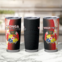 Personalised Tonga Emancipation Day Tumbler Cup Tongan Ngatu Pattern With Plumeria LT05 - Polynesian Pride