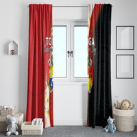 Tonga Emancipation Day Window Curtain Tongan Ngatu Pattern With Plumeria LT05 - Polynesian Pride