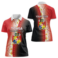 Personalised Tonga Emancipation Day Women Polo Shirt Tongan Ngatu Pattern With Plumeria LT05 - Polynesian Pride