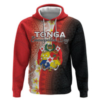 Personalised Tonga Emancipation Day Zip Hoodie Tongan Ngatu Pattern With Plumeria LT05 Pullover Hoodie Red - Polynesian Pride