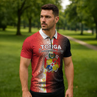 Personalised Tonga Emancipation Day Zipper Polo Shirt Tongan Ngatu Pattern With Plumeria LT05 - Polynesian Pride