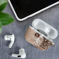 Tonga Ngatu Motifs AirPods Case With Coat Of Arms Beige LT05 - Polynesian Pride