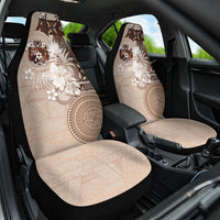 Tonga Ngatu Motifs Car Seat Cover With Coat Of Arms Beige LT05 One Size Beige - Polynesian Pride