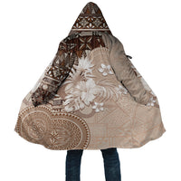 Tonga Ngatu Motifs Cloak With Coat Of Arms Beige LT05 Unisex Beige - Polynesian Pride