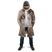 Tonga Ngatu Motifs Cloak With Coat Of Arms Beige LT05 - Polynesian Pride
