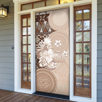 Tonga Ngatu Motifs Door Cover With Coat Of Arms Beige LT05 - Polynesian Pride
