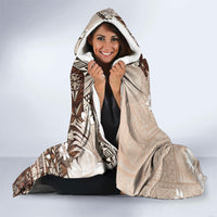 Tonga Ngatu Motifs Hooded Blanket With Coat Of Arms Beige LT05 - Polynesian Pride