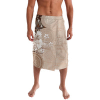Tonga Ngatu Motifs Lavalava With Coat Of Arms Beige LT05 Beige - Polynesian Pride