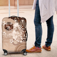 Tonga Ngatu Motifs Luggage Cover With Coat Of Arms Beige LT05 Beige - Polynesian Pride