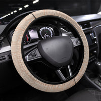 Tonga Ngatu Motifs Steering Wheel Cover With Coat Of Arms Beige LT05 Universal Fit Beige - Polynesian Pride