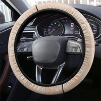 Tonga Ngatu Motifs Steering Wheel Cover With Coat Of Arms Beige LT05 - Polynesian Pride