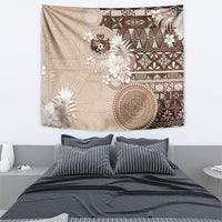 Tonga Ngatu Motifs Tapestry With Coat Of Arms Beige LT05 - Polynesian Pride