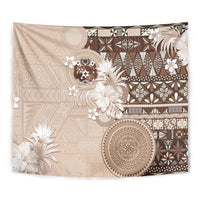 Tonga Ngatu Motifs Tapestry With Coat Of Arms Beige LT05 - Polynesian Pride
