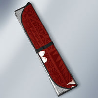 Tonga Ngatu Motifs Auto Sun Shade With Coat Of Arms Red LT05 - Polynesian Pride
