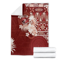 Tonga Ngatu Motifs Blanket With Coat Of Arms Red LT05 - Polynesian Pride