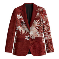 Tonga Ngatu Motifs Blazer With Coat Of Arms Red LT05 Unisex Red - Polynesian Pride
